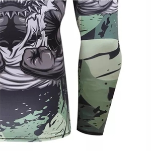 เสื้อรัดกล้ามเนื้อแขนยาวสีขาวดำ สำหรับฝึกซ้อม MMA ระดับมืออาชีพ สำหรับผู้ชายและผู้หญิง ผลิตจากผ้าสแปนเด็กซ์/โพลีเอสเตอร์ ป้องกันรังสียูวี ยี่ห้อ Fortleo - Product Image 3