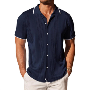 Camisas informales de manga corta para hombre, teñidas de color liso, transpirables, para uso diario - Product Image 3