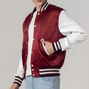 Modern Varsity Jacket Wool Blend Fabric Contrast Sleeves Snap Closure Rib Knit Trim Custom Logo School Sportswear Varsity Jacket - Product Image 4