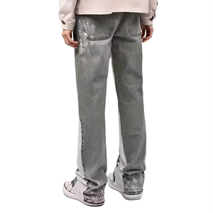 Factory Wholesale Men's Vintage Style Washed Blue Denim Breathable Lightweight Straight <b>Jeans</b> Mid Waist Spandex/Cotton Men - Product Image 2
