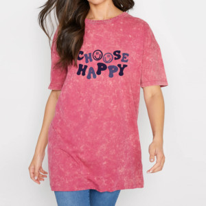 Camiseta de Manga Corta con Cuello Redondo y Estampado Tie Dye Rosa para Mujer, Corte Regular Informal, Algodón Jersey Ecológico - Product Image 2