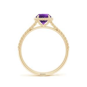 Anillo Solitario de Amatista Morada Tallada con Diseño de Cuerda Trenzada y Tallo Dividido para Mujer, Oro 10K 14K 18K, Plata 925 935, para Boda y Fiesta - Product Image 4