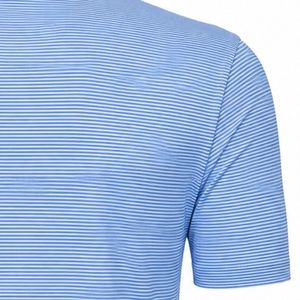 Polo pour homme à rayures bleu ciel, sublimation, manches courtes, vêtements de sport légers, vêtements de golf confortables pour les sports - Product Image 3
