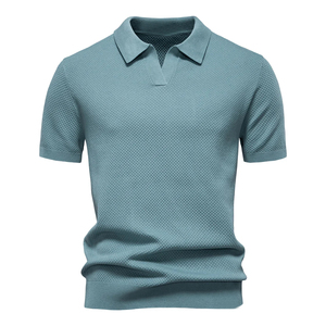 Chemise polo pour homme à col rabattu, respirante, couleur unie, décontractée, légère, manches courtes, pour l'été - Product Image 1