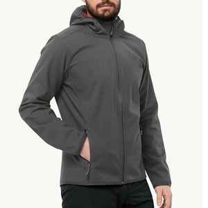 Chaqueta de Forro Polar Gris para Hombre, Cuello Alto, Cierre de Cremallera, Color Sólido Informal, Prenda Exterior con Capucha de Poliéster, Corte Regular - Product Image 1