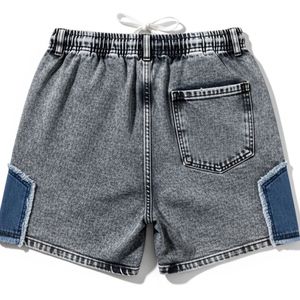 Men's Acid Washed Shorts Drawstring Screen Printed Summer Vintage Street Cotton Custom logo Men Acid Wash Shorts Customized - Product Image 5