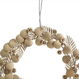 Couronne de feuilles d'eucalyptus en métal de luxe avec fleurs, guirlande florale élégante en laiton pour Noël et la décoration de mariage européen - Product Image 6