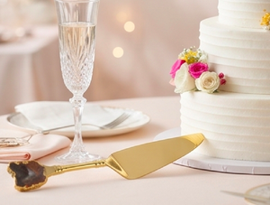 Premium Gold Polished Cake Server And Knife Set Of 2 With Resin Epoxy Handle Perfect For Elegant Wedding Tableware And Hotel Use - Product Image 2