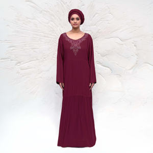 Robe longue modeste en rayonne ornée de diamants, style islamique arabe de Dubaï, Abaya Kaftan élégante pour femme, tenue de prière longue, Eid ODM - Product Image 4