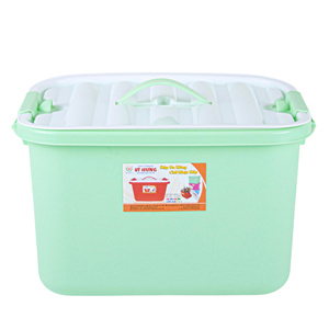 Caja de Almacenamiento Apilable de Plástico de 12L con Tapa y Asas Laterales, Contenedor Compacto Multiusos para Hogar, Apartamento, Armario, Encimera, Organizador - Product Image 2