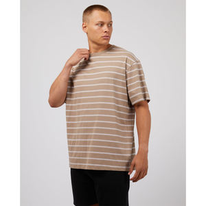 Camiseta de Verano 2026, Estilo Vintage, de Algodón, Corte Holgado, Manga Corta, a Rayas, Unisex, Casual, Personalizable, Cuello Redondo, Ropa Urbana, OEM - Product Image 4