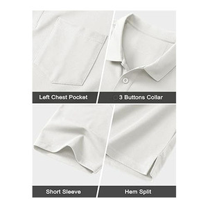 Men’s <b>White</b> <b>Polo</b> Shirt Short Sleeve with Chest Pocket Casual Plain <b>Polo</b> Shirt Breathable Fabric Custom Logo Available - Product Image 5