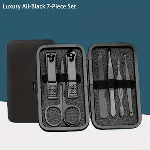Ensemble de 7 à 18 pièces de coupe-ongles en acier inoxydable noir, kit complet de coupe-ongles, aiguilles à acné, coupe-ongles pour les pieds, pinces de beauté - Product Image 3