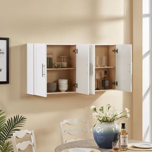 Étagères de salle de bain Armoire suspendue avec portes et bois pour l'organisation et le stockage - Product Image 4