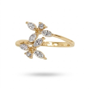 Bague ajustable ouverte en platine 950 avec diamant de laboratoire taille marquise E couleur VVS2 0,55 carat total, idéale pour mariage ou superposition - Product Image 1