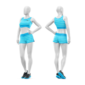 Customized Women's Plus Size Eco Friendly Four Way Stretch Lightweight Breathable Custom Printed Shorts Activewear Yoga Wear Set - Product Image 1