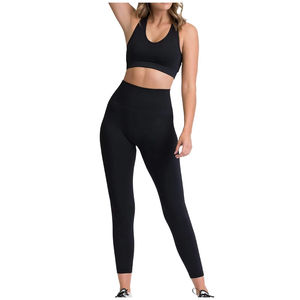 Conjunto de yoga de 2 piezas para mujer 2026 al por mayor, sin costuras, de manga corta, elástico, 100% poliéster, de cintura media, de secado rápido - Product Image 3