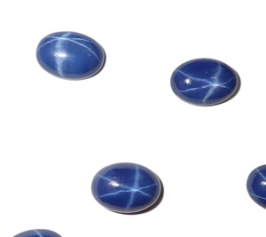 Zafiro Azul Estrella Ovalado de 10x14 mm, 7 Quilates, Creado en Laboratorio, Cabujón Pulido con Efecto de Estrella de 6 Puntas para Joyería - Product Image 5