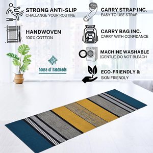 Alfombra de Yoga y Meditación Multicolor de 6mm, de Algodón Orgánico, Antideslizante y Ecológica, para Uso en Interiores y Exteriores - Product Image 3