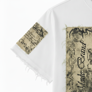 Mens Summer Streetwear Oversized T <b>Shirt</b> Geometric <b>Patchwork</b> 100% Cotton 240 Grams Embroidery Digital Print - Product Image 2