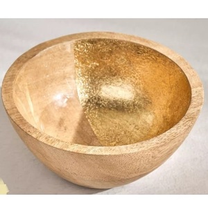 Tazón de Madera para Servir Postres y Alimentos, Decoración de Mesa, Acabado en Dos Tonos, para Catering, Servidor de Frutas y Ensaladas - Product Image 1