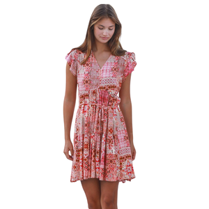 Vestido Mini Estampado para Mujer, Vestido de Moda con Cintura Fruncida - Product Image 4