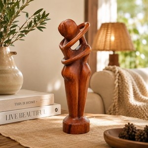 Handmade Wooden Figurative Sculpture Carved Art Tabletop <b>Decor</b> Modern Living Room Ornament - Product Image 5