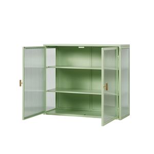 27.56\" Modern Glass Door <b>Wall</b> Cabinet for Living Room Entryway Bathroom & Dining Room Three-tier <b>Storage</b> Two-Door <b>Storage</b> <b>Unit</b> - Product Image 5
