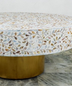 Table basse ronde de luxe en os incrusté, moderne, écologique, faite à la main, décoration intérieure, meubles par F S International (Uttar Pradesh) - Product Image 4
