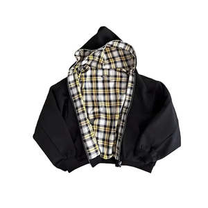 Haut de gamme tendance 2026 : Sweat à capuche zippé réversible pour homme, coupe oversize, en molleton épais à carreaux, idéal pour le streetwear - Product Image 4