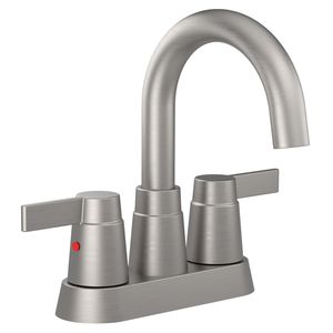 Rubinetto per lavabo bagno a 2 maniglie con beccuccio girevole ad arco alto a 360 gradi, rubinetto da 4 pollici in nichel spazzolato per lavabo camper - Product Image 1