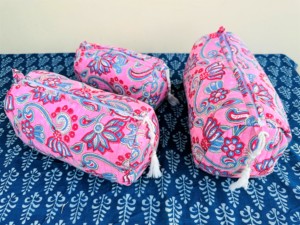 Trousse de Toilette Matelassée en Coton Pur Fait Main Indien, Pochette à Maquillage Lavable, Ensemble de 3 Trousse de Toilette, Trousse de Rasage Imprimée au Bloc Imperméable - Product Image 4