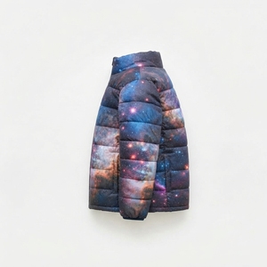 Chaqueta Acolchada Unisex con Estampado de Galaxia, Cuello Alto, Cierre de Cremallera, Resistente al Viento, Informal de Invierno, Relleno Grueso de Poliéster, Largo Regular - Product Image 4