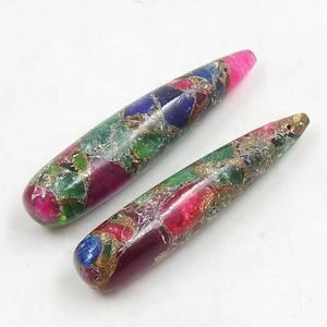 Mohave Cuivre Turquoise Lisse Poli Allongé Goutte Grossiste Fournitures Nouvelle Arrivée 35MM Long Approx - Product Image 1