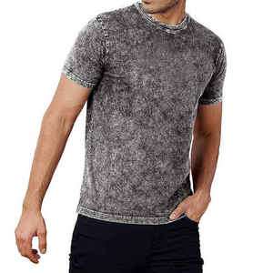 Camiseta de Hombre al por Mayor con Lavado Ácido, Estilo Urbano Hip Hop, 100% Algodón, con Logotipo Personalizable, Oversize Vintage - Product Image 1