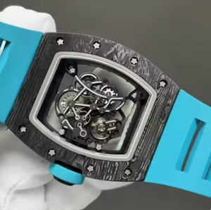 SMF VSF N1 Factory Blue Black Rubber Band <b>Skeletonized</b> Tonneau shaped <b>Watch</b> with Carbon Fiber Case Men Mechanical <b>Watch</b> - Product Image 2