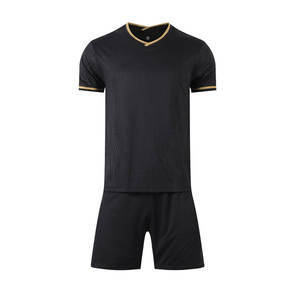 Team Youth Wear Yellow Color Soccer Uniform V Neck Nylon Soccer Uniform Printed <b>Striped</b> Pattern Hot Arrival Soccer Uniforms Sets - Product Image 3