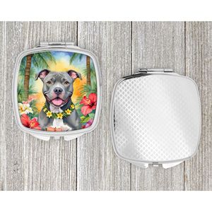 Pit Bull Terrier Luau espejo de maquillaje de mano plegable compacto para mujeres espejo de bolsillo decorativo de viaje Ideas de regalo para niñas - Product Image 4