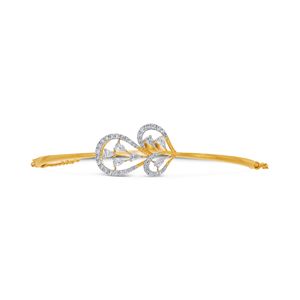 สร้อยข้อมือโซ่ทองคำรูปใบไม้ประดับเพชรหรูหราปรับขนาดได้ - Product Image 2