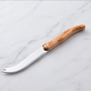 Cuchillo curvo para queso con hoja de acero inoxidable y mango de madera, herramienta para servir queso para uso en cocina y mesa. - Product Image 3