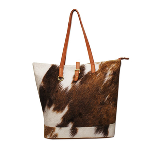 Bolso Tote de Cuero Vacuno con Pelo, Estilo Vintage, Bolso de Hombro de Cuero Genuino, Bolso de Transporte Ligero, Alta Calidad - Product Image 1