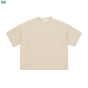 Camiseta de manga corta de corte holgado para hombre, mezcla de algodón, informal, cuello redondo, color liso, estilo urbano, básica - Product Image 1