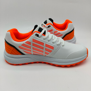 Chaussures de sport respirantes en synthétique à lacets blancs et oranges pour le cricket et l'entraînement en extérieur - Product Image 6