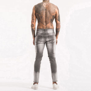 Pantalones Vaqueros de Cintura Alta para Hombre, Estilo Casual, Elásticos, Color Denim Sólido, Corte Holgado, para Otoño e Invierno, Directo de Fábrica - Product Image 2