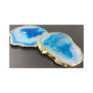 Accessoires de vaisselle de style unique Dessous de verre en agate avec tranche d'agate plaquée or au prix de gros avec une qualité supérieure - Product Image 5