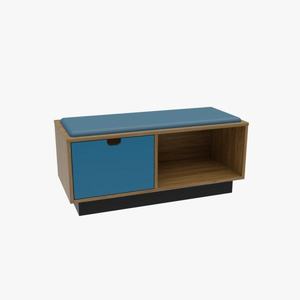 Banco para equipaje de hotel, MDF Grado E0, CARB P2, con borde laminado HPL, herrajes de montaje suelto, 1067x458x458, para hostelería - Product Image 1