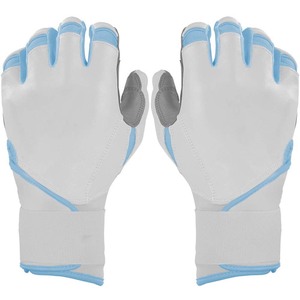Guante de Bateo de Cuero Blanco con Ribete Azul, Tejido Transpirable, Cierre de Velcro, para Entrenamiento, Unisex, Adulto, Mano Derecha - Product Image 1