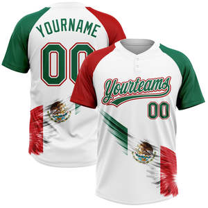 Camiseta de Béisbol Personalizada con la Bandera de México, Splendid Apparel, Impresión por Transferencia de Calor, Manga Corta para Hombre, 140g, Poliéster, Absorbe la Humedad - Product Image 1