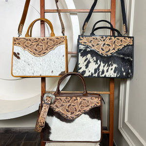 Manufacturers Wholesale OEM 2025 <b>Tooled</b> Leather <b>Tote</b> <b>Bag</b> Genuine Cowhide Leather Vintage Luxury Designer Handbags for Women's - Product Image 4