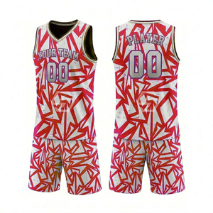 Conjunto de Camiseta de Baloncesto Sublimada Personalizada, 100% Poliéster, Cuello en V, Sin Mangas, Transpirable, Ajuste Atlético Unisex para Adultos - Product Image 4